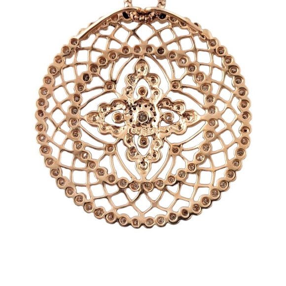 Vintage 14 Karat Rose Gold Diamond Circular Pendant Necklace #1932 - Picture 5 of 7